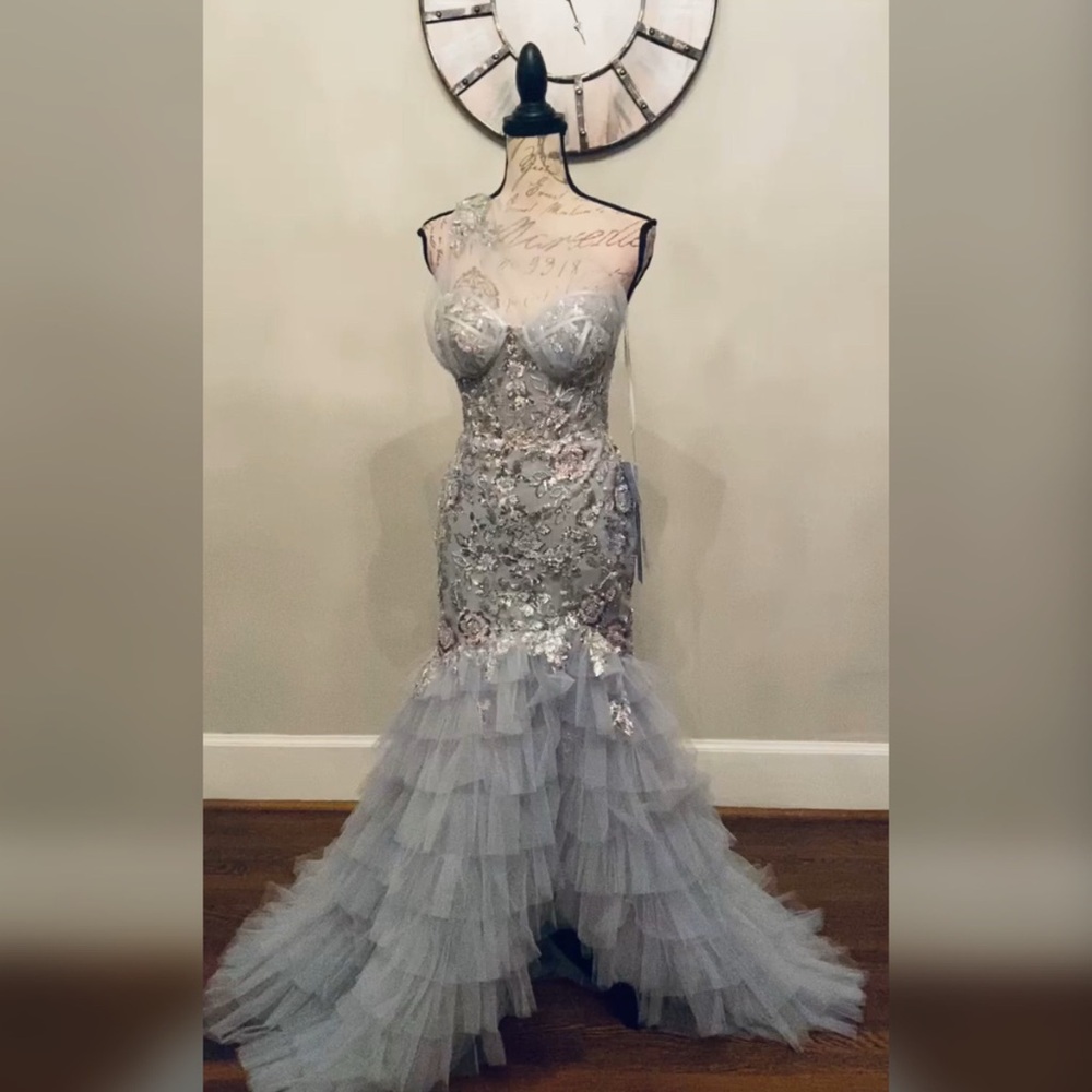 Tiana inspired sage green ruffle mermaid ruffle prom dress